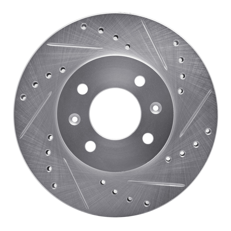 Dodge Attitude Brake Rotor (1) - Front Right - R1 Concepts - Drilled & Slotted - Silver - `12-`25